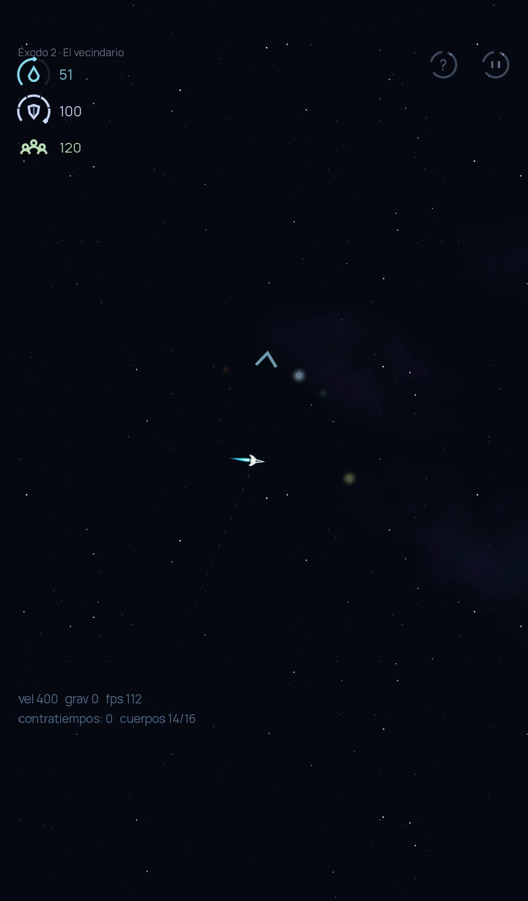 A human ship leaving between worlds beneath a blue sky